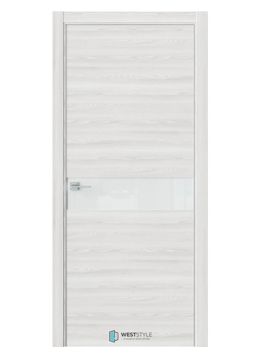 Межкомнатная дверь WestStyle Industrial IN1 ДО Lacobel Белое Клен айс