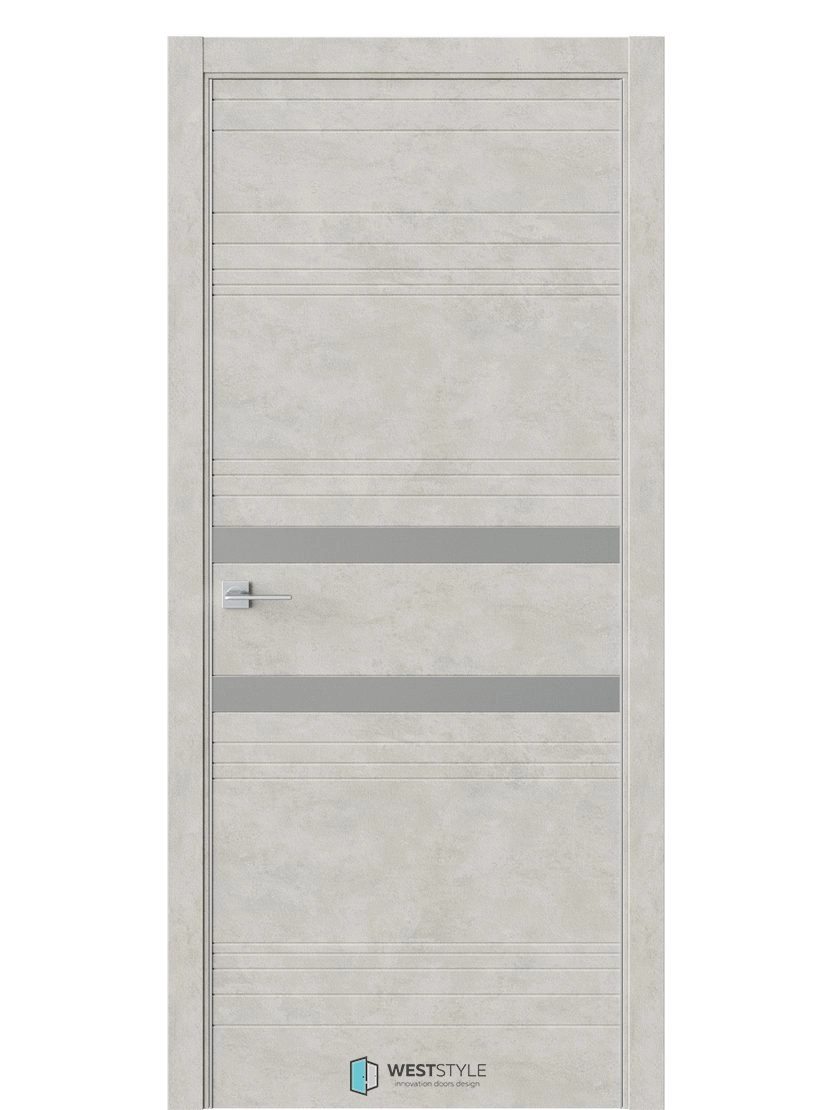 Межкомнатная дверь WestStyle Industrial IN13 ДО Зеркало сатин графит Бетон смоки